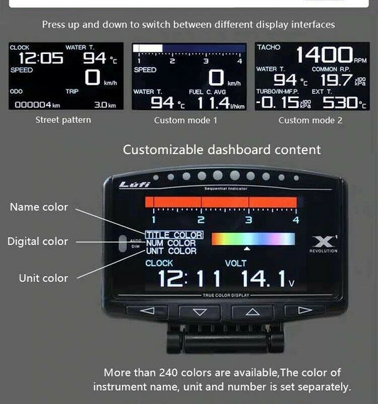 Lufi X1 scan gauge/ultra gauge obd2 digital dash display/fault code reader